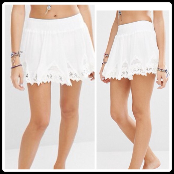 white crochet beach skirt
